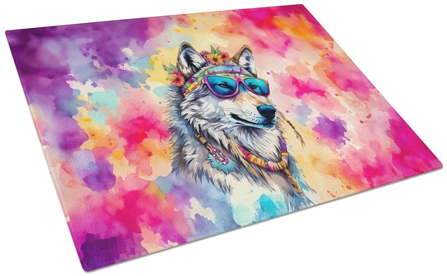 Main image of NEW Hippie Animal Wolf Glass Cutting Board Decorative Tempered Glass Kitchen Cutting and Serving Board Large Size Chopping Board
