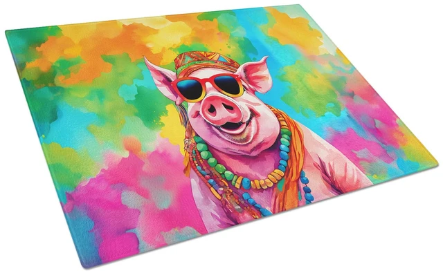 Main image of NEW Hippie Animal Pig Glass Cutting Board Decorative Tempered Glass Kitchen Cutting and Serving Board Large Size Chopping Board