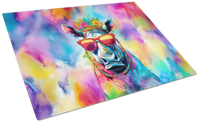 Main image of NEW Hippie Animal Rhinoceros Glass Cutting Board Decorative Tempered Glass Kitchen Cutting and Serving Board Large Size Chopping