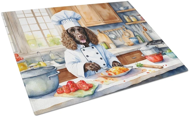 Main image of NEW American Water Spaniel The Chef Glass Cutting Board Decorative Tempered Glass Kitchen Cutting and Serving Board Large Size C