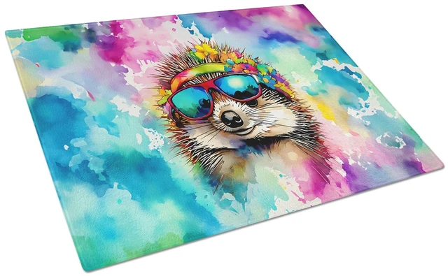 Main image of NEW Hippie Animal Hedgehog Glass Cutting Board Decorative Tempered Glass Kitchen Cutting and Serving Board Large Size Chopping B