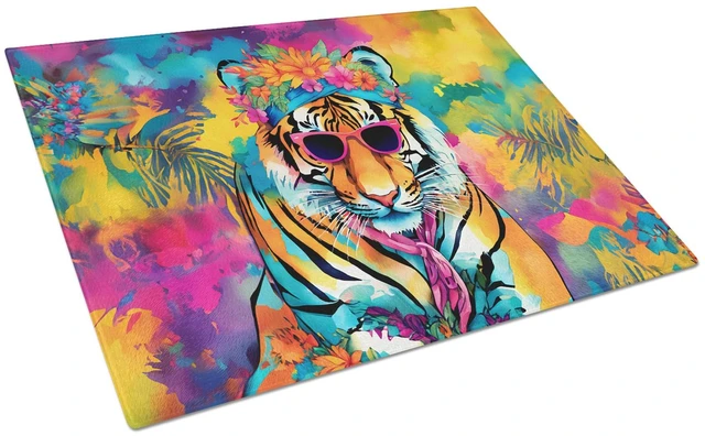 Main image of Hippie Animal Bengal Tiger Glass Cutting Board Decorative Tempered Glass Kitchen Cutting and Serving Board Large Size Chopping B