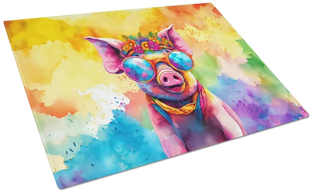 Main image of NEW Hippie Animal Pig Glass Cutting Board Decorative Tempered Glass Kitchen Cutting and Serving Board Large Size Chopping Board