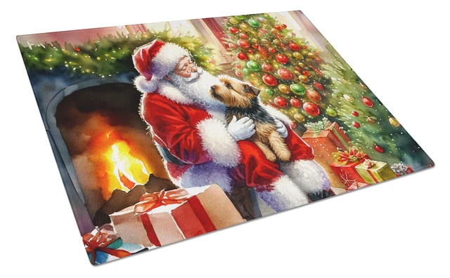 Main image of NEW Norfolk Terrier and Santa Claus Glass Cutting Board Decorative Tempered Glass Kitchen Cutting and Serving Board Large Size C
