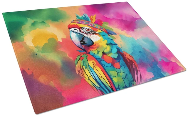 Main image of NEW Hippie Animal Parrot Glass Cutting Board Decorative Tempered Glass Kitchen Cutting and Serving Board Large Size Chopping Boa