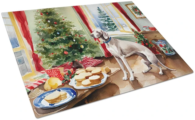 Main image of NEW Weimaraner Christmas Cookies Glass Cutting Board Decorative Tempered Glass Kitchen Cutting and Serving Board Large Size Chop