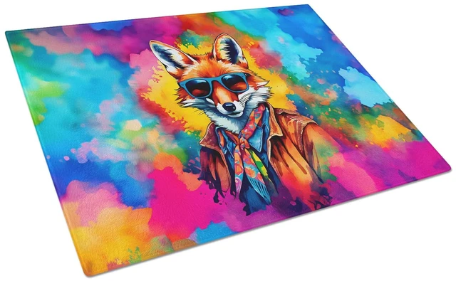 Main image of NEW Hippie Animal Fox Glass Cutting Board Decorative Tempered Glass Kitchen Cutting and Serving Board Large Size Chopping Board