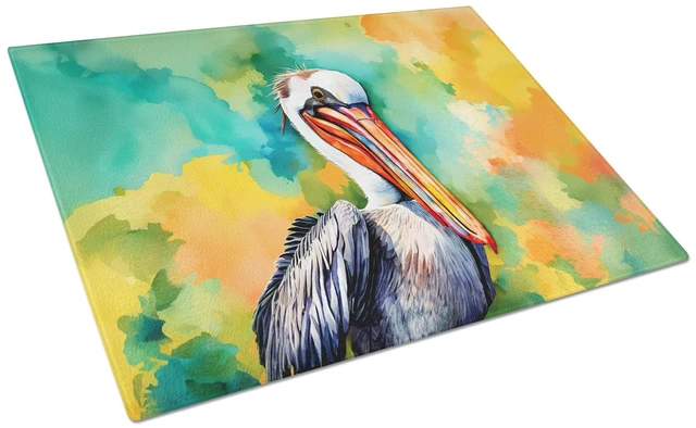 Main image of NEW Hippie Animal Pelican Glass Cutting Board Decorative Tempered Glass Kitchen Cutting and Serving Board Large Size Chopping Bo