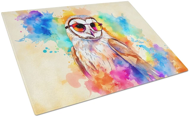 Main image of NEW Hippie Animal Barn Owl Glass Cutting Board Decorative Tempered Glass Kitchen Cutting and Serving Board Large Size Chopping B