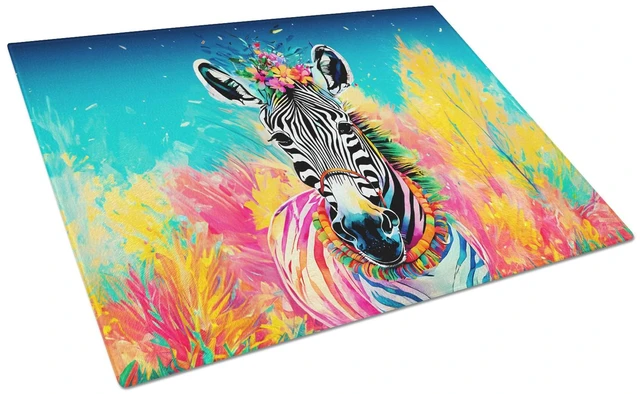 Main image of NEW Hippie Animal Zebra Glass Cutting Board Decorative Tempered Glass Kitchen Cutting and Serving Board Large Size Chopping Boar