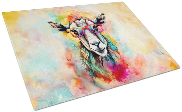 Main image of NEW Hippie Animal Goat Glass Cutting Board Decorative Tempered Glass Kitchen Cutting and Serving Board Large Size Chopping Board
