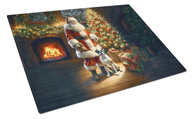 Main image of NEW Boxer and Santa Claus Glass Cutting Board Decorative Tempered Glass Kitchen Cutting and Serving Board Large Size Chopping Bo