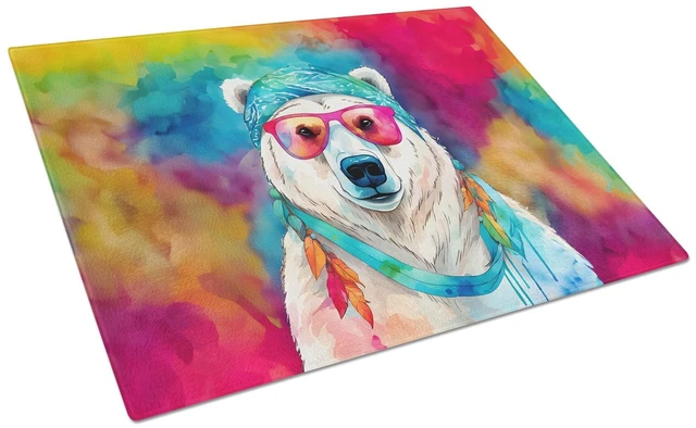 Main image of NEW Hippie Animal Polar Bear Glass Cutting Board Decorative Tempered Glass Kitchen Cutting and Serving Board Large Size Chopping