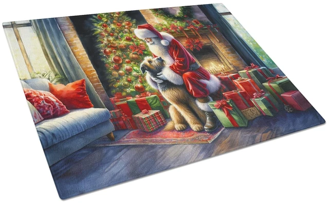 Main image of NEW Irish Wolfhound and Santa Claus Glass Cutting Board Decorative Tempered Glass Kitchen Cutting and Serving Board Large Size C