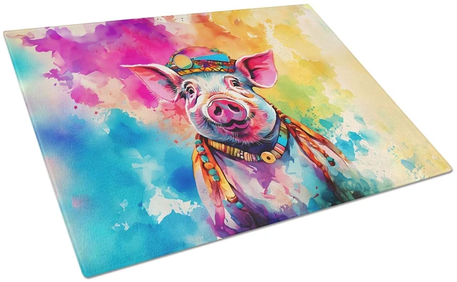 Main image of NEW Hippie Animal Pig Glass Cutting Board Decorative Tempered Glass Kitchen Cutting and Serving Board Large Size Chopping Board
