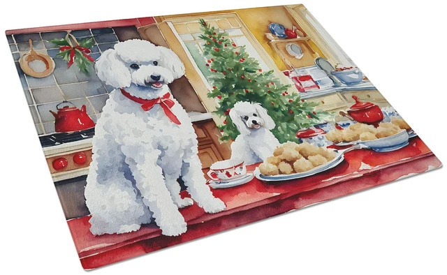 Main image of NEW Poodle Christmas Cookies Glass Cutting Board Decorative Tempered Glass Kitchen Cutting and Serving Board Large Size Chopping