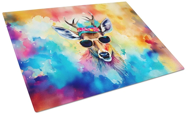 Main image of NEW Hippie Animal Deer Glass Cutting Board Decorative Tempered Glass Kitchen Cutting and Serving Board Large Size Chopping Board