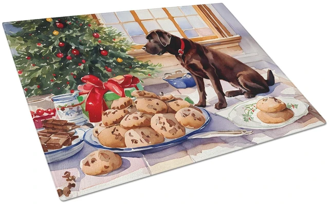 Main image of NEW Labrador Retriever Christmas Cookies Glass Cutting Board Decorative Tempered Glass Kitchen Cutting and Serving Board Large S