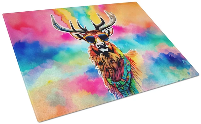 Main image of Hippie Animal Stag Deer Glass Cutting Board Decorative Tempered Glass Kitchen Cutting and Serving Board Large Size Chopping Boar