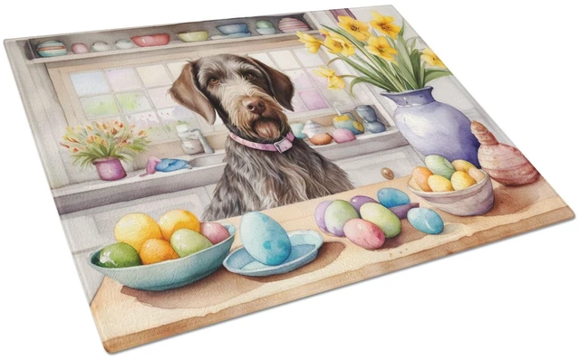 Main image of NEW Decorating Easter German Wirehaired Pointer Glass Cutting Board Decorative Tempered Glass Kitchen Cutting and Serving Board