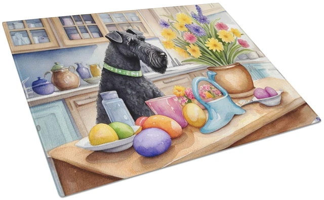 Main image of NEW Decorating Easter Kerry Blue Terrier Glass Cutting Board Decorative Tempered Glass Kitchen Cutting and Serving Board Large S