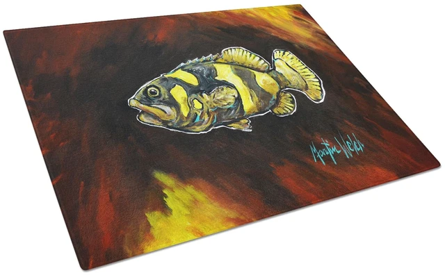 Main image of NEW Bumblebee Fish Glass Cutting Board Decorative Tempered Glass Kitchen Cutting and Serving Board Large Size Chopping Board