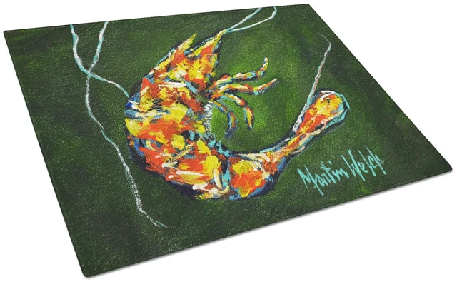 Main image of Green Waters Shrimp Glass Cutting Board Decorative Tempered Glass Kitchen Cutting and Serving Board Large Size Chopping Board