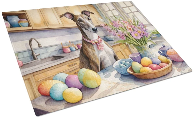 Main image of NEW Decorating Easter Greyhound Glass Cutting Board Decorative Tempered Glass Kitchen Cutting and Serving Board Large Size Chopp