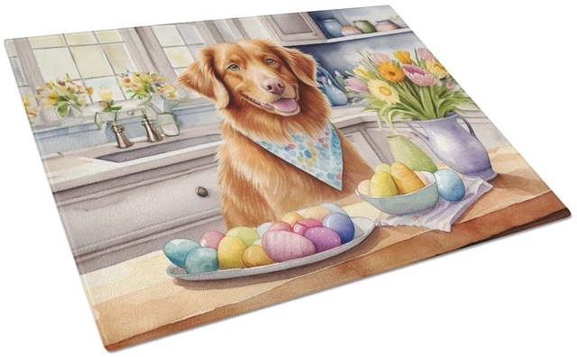 Main image of NEW Decorating Easter Nova Scotia Duck Tolling Retriever Glass Cutting Board Decorative Tempered Glass Kitchen Cutting and Servi