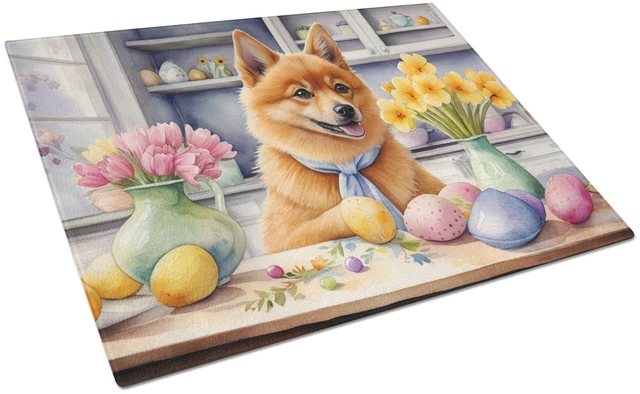 Main image of NEW Decorating Easter Finnish Spitz Glass Cutting Board Decorative Tempered Glass Kitchen Cutting and Serving Board Large Size C