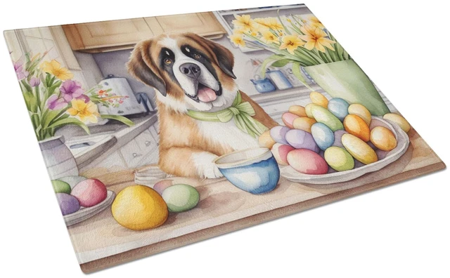 Main image of NEW Decorating Easter Saint Bernard Glass Cutting Board Decorative Tempered Glass Kitchen Cutting and Serving Board Large Size C
