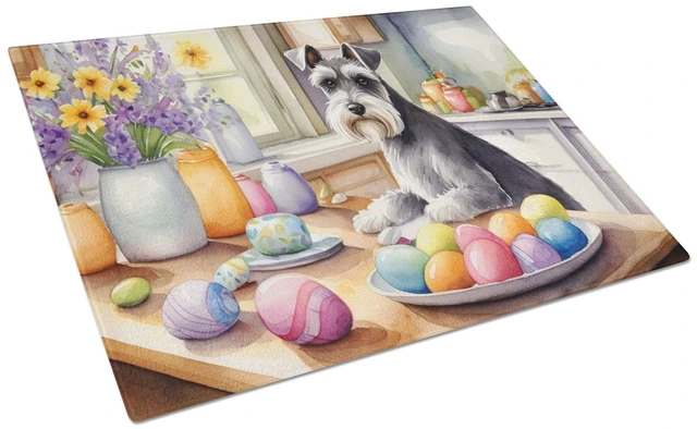 Main image of NEW Decorating Easter Schnauzer Glass Cutting Board Decorative Tempered Glass Kitchen Cutting and Serving Board Large Size Chopp