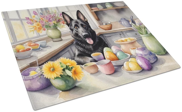 Main image of Decorating Easter German Shepherd Glass Cutting Board Decorative Tempered Glass Kitchen Cutting and Serving Board Large Size Cho