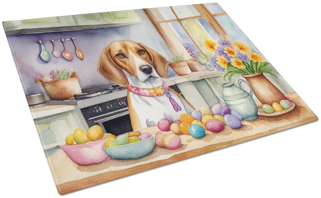 Main image of Decorating Easter English Foxhound Glass Cutting Board Decorative Tempered Glass Kitchen Cutting and Serving Board Large Size Ch