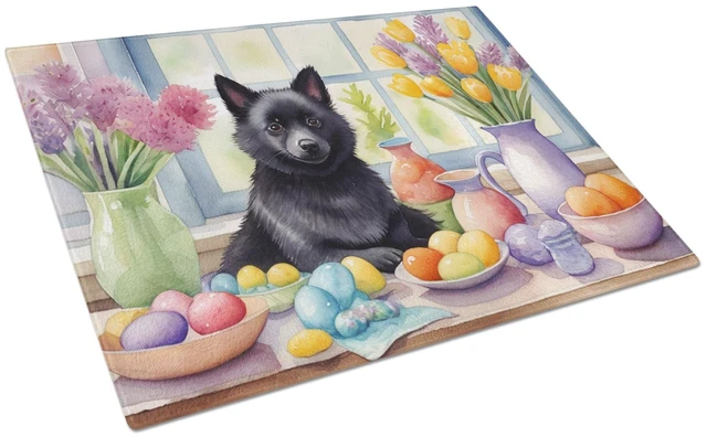 Main image of NEW Decorating Easter Schipperke Glass Cutting Board Decorative Tempered Glass Kitchen Cutting and Serving Board Large Size Chop