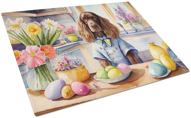 Main image of NEW Decorating Easter English Cocker Spaniel Glass Cutting Board Decorative Tempered Glass Kitchen Cutting and Serving Board Lar