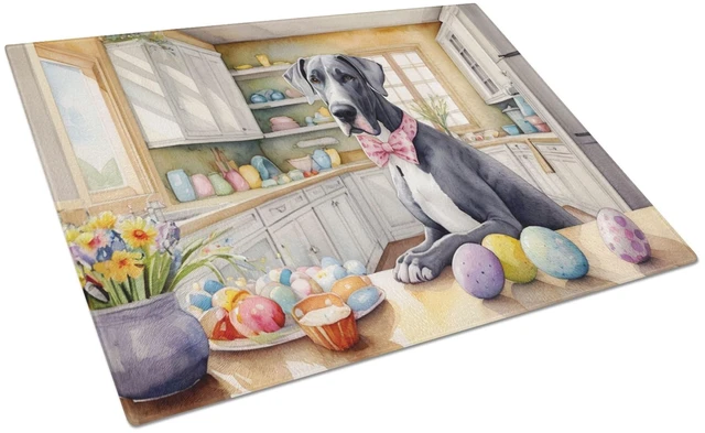Main image of NEW Decorating Easter Great Dane Glass Cutting Board Decorative Tempered Glass Kitchen Cutting and Serving Board Large Size Chop