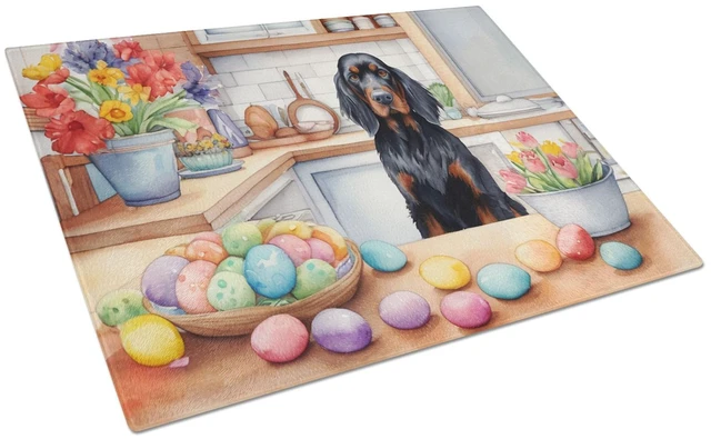 Main image of NEW Decorating Easter Gordon Setter Glass Cutting Board Decorative Tempered Glass Kitchen Cutting and Serving Board Large Size C