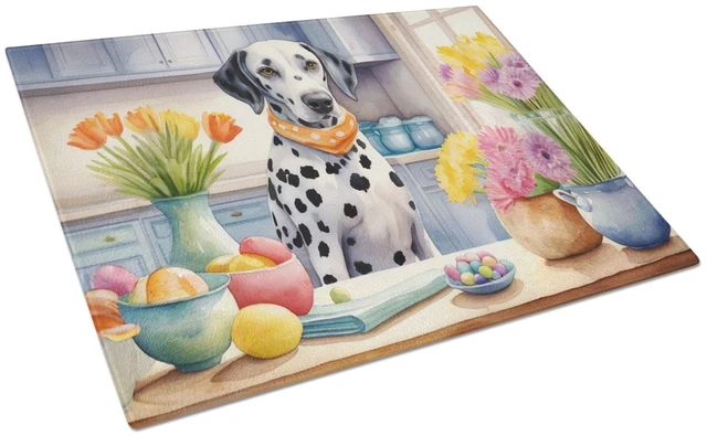Main image of NEW Decorating Easter Dalmatian Glass Cutting Board Decorative Tempered Glass Kitchen Cutting and Serving Board Large Size Chopp