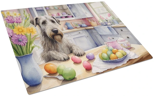Main image of NEW Decorating Easter Irish Wolfhound Glass Cutting Board Decorative Tempered Glass Kitchen Cutting and Serving Board Large Size