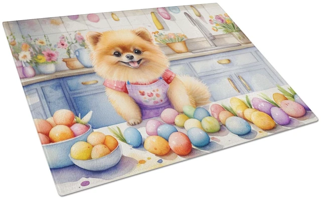 Main image of NEW Decorating Easter Pomeranian Glass Cutting Board Decorative Tempered Glass Kitchen Cutting and Serving Board Large Size Chop