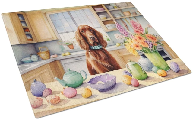 Main image of Decorating Easter Irish Setter Glass Cutting Board Decorative Tempered Glass Kitchen Cutting and Serving Board Large Size Choppi