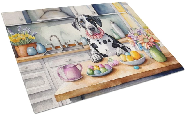 Main image of NEW Decorating Easter Great Dane Glass Cutting Board Decorative Tempered Glass Kitchen Cutting and Serving Board Large Size Chop