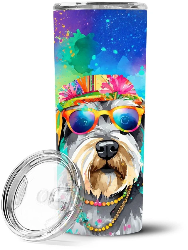 Main image of Schnauzer Hippie Dawg Stainless Steel Skinny Tumbler Vacuum Double Walled Reusable Insulated Tumbler Travel Cup for Coffee Cockt