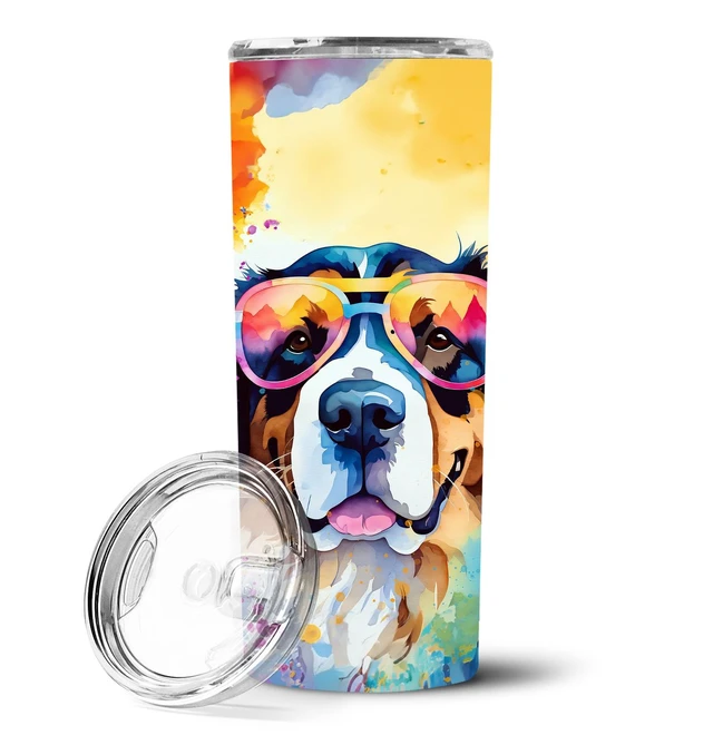 Main image of Bernese Mountain Dog Hippie Dawg Stainless Steel Skinny Tumbler Vacuum Double Walled Reusable Insulated Tumbler Travel Cup for C