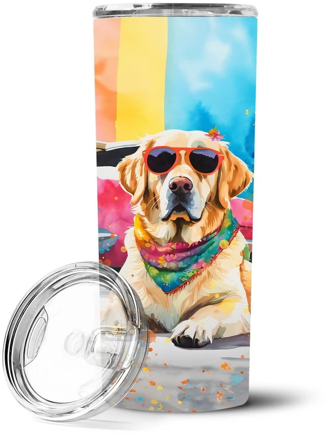 Main image of Yellow Labrador Hippie Dawg Stainless Steel Skinny Tumbler Vacuum Double Walled Reusable Insulated Tumbler Travel Cup for Coffee