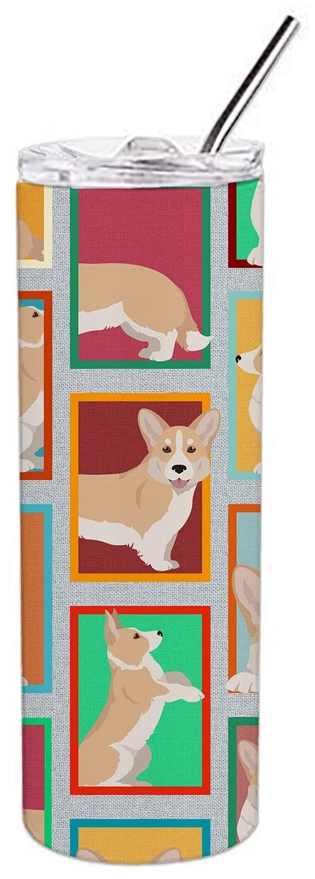 Main image of Lots of Fawn Cardigan Corgi Stainless Steel Skinny Tumbler Vacuum Double Walled Reusable Insulated Tumbler Travel Cup for Coffee