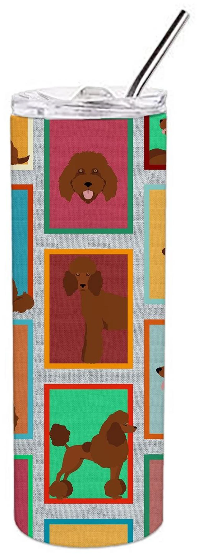 Main image of Lots of Chocolate Standard Poodle Stainless Steel Skinny Tumbler Vacuum Double Walled Reusable Insulated Tumbler Travel Cup for