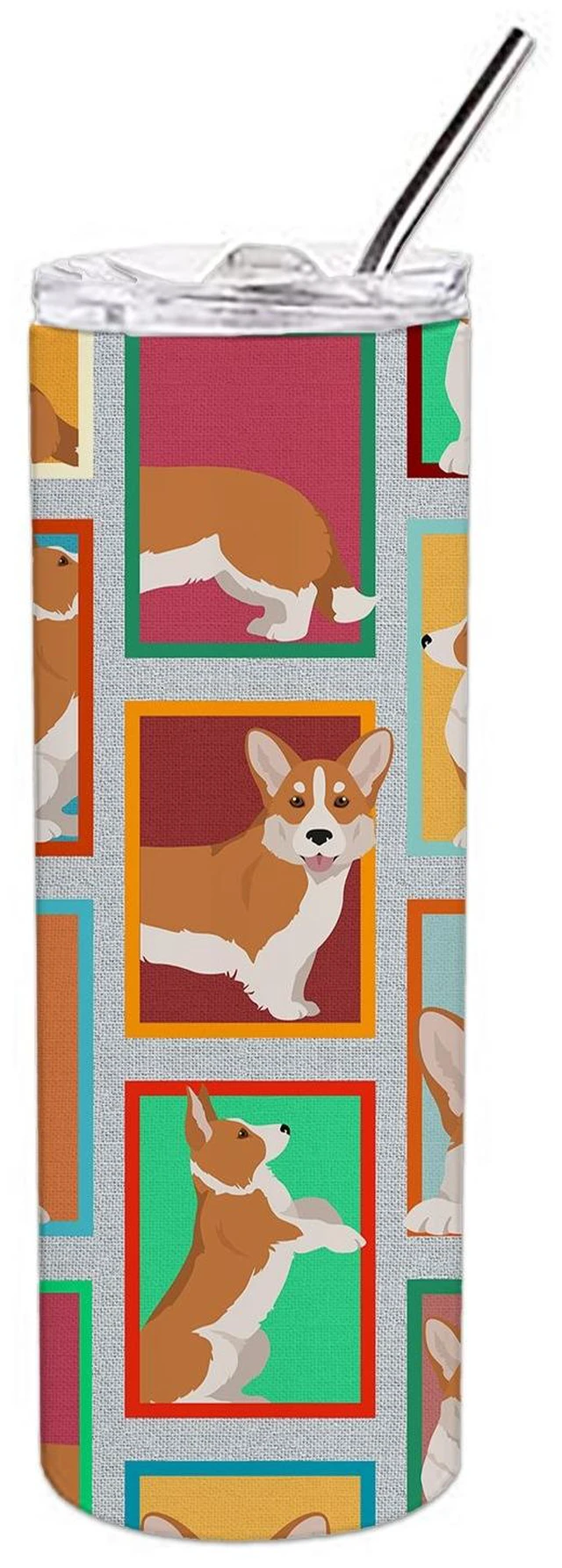 Main image of Lots of Red Cardigan Corgi Stainless Steel Skinny Tumbler Vacuum Double Walled Reusable Insulated Tumbler Travel Cup for Coffee