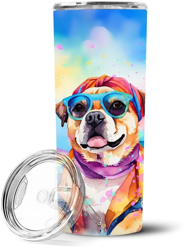 Main image of Pug Hippie Dawg Stainless Steel Skinny Tumbler Vacuum Double Walled Reusable Insulated Tumbler Travel Cup for Coffee Cocktails G